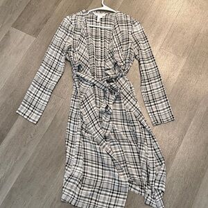 Plaid Long Sleeve Wrap coat